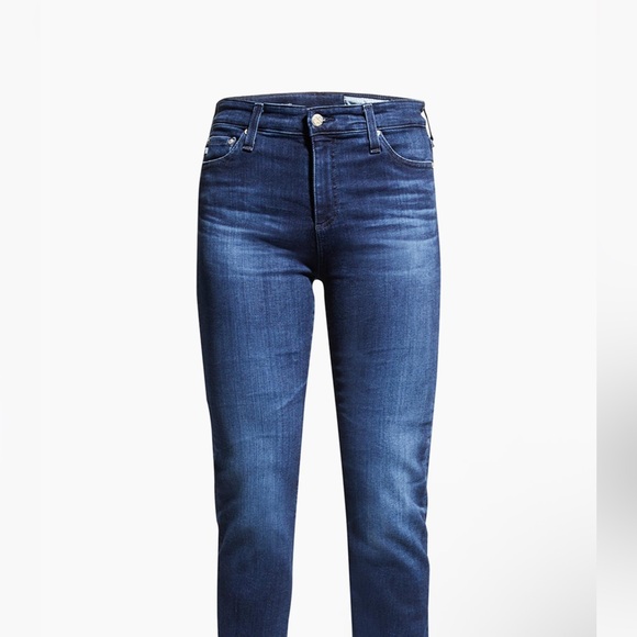 AG Adriano Goldschmied Women\'s Indigo Slim Jeans - Mari Crop High Rise Straight